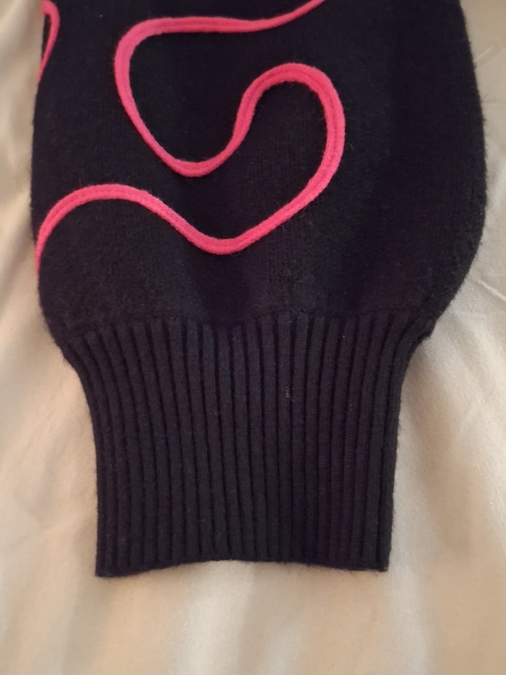 Fontana Women's Black Sweater with Pink Abstract Trim - Picture 3 of 7